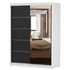 Schwebetürenschrank Kleiderschrank 150 cm Weiß/Schwarz mit Produktbild-Vorschau 2