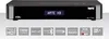 A black satellite receiver is shown from the front, with various feature icons displayed below it. Produktbild-Vorschau