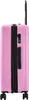 A side view of a pink suitcase with black wheels, handle, and zipper. Náhľad obrázku produktu