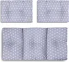 A set of five cushions with a star pattern, arranged on a white background. Produktbild-Vorschau