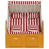 Möbel Strandkorb mit Kissen Poly Rattan und Massivholz Rot Produktbild-Vorschau 6