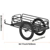 A black bicycle cargo trailer is shown from a side-angle on a white background. Dimensions are indicated with lines and text. Produktbild-Vorschau