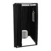 A black freestanding changing room with a stool and a scarf hanging on a hanger. Produktbild-Vorschau