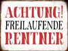 vianmo Holzschild 30x40 cm Achtung freilaufende Rentner Produktbild-Vorschau 1