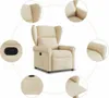 A collage of images showing different angles and details of a cream-colored recliner chair. Produktbild-Vorschau
