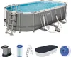 A Bestway Power Steel frame pool and its accessories are displayed against a white background. Anteprima dell’immagine prodotto