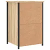 The back view of a wooden cabinet with black metal legs. Produktbild-Vorschau