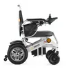 Side view of a silver electric wheelchair with black seat and wheels. Náhľad obrázku produktu