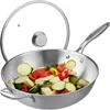 Wok Relaxdays, Ø 32 cm, acciaio inossidabile non rivestito, Anteprima dell’immagine prodotto 1
