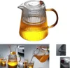 Teekanne gestreiftes Glas mit Griff hitzebeständiger 1000ml Produktbild-Vorschau 1