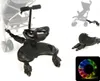 A collage of images showing a stroller board with a seat, a close-up of the board, and a separate stroller with the board attached, along with a colorful LED wheel. Náhľad obrázku produktu