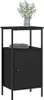 A black nightstand with a cabinet and an open shelf, decorated with a vase of flowers and books. Podgląd zdjęcia produktu