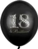 Luftballons 30cm mit Zahl 18 / Strass Motiv 6er Set schwarz Produktbild-Vorschau 1