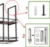 An image showing a wine rack with two sets of mounting hardware, labeled 1 and 2. Náhled obrázku produktu