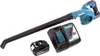 A cordless leaf blower with two batteries and a charger, laid out on a white background. Produktbild-Vorschau