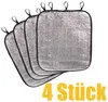 Four silver seat cushions with black trim and loops are stacked diagonally on a white background. Yellow text reads "4 Stück" at the bottom right. Produktbild-Vorschau