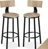 Two bar stools with wooden seats and backs, and black metal frames. Náhled obrázku produktu