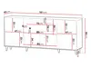A diagram showing the dimensions of a sideboard. Náhled obrázku produktu