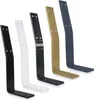 Five metal brackets of different colors are arranged in a row against a white background. Produktbild-Vorschau