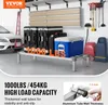 A garage or workshop setting with a car, storage shelves, and various items including storage containers and tools. Voir les images du produit