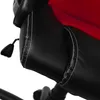 A close-up view of the stitching on a black and red office chair. Produktbild-Vorschau