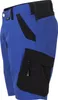 Close-up side view of blue work shorts with black accents. Produktbild-Vorschau