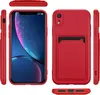 Multiple views of a red iPhone XR case with a card slot. Produktbild-Vorschau