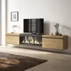 A modern living room with a wall-mounted TV stand featuring an electric fireplace. Anteprima dell’immagine prodotto