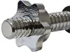 A close-up shot of a chrome dumbbell collar and threaded bar. Náhled obrázku produktu