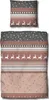 A bedding set with a winter-themed pattern, including reindeer and snowflakes, laid out flat against a white background. Produktbild-Vorschau
