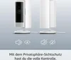 Two Ring indoor cameras are shown, one in focus and one slightly out of focus, with icons and text below. Anteprima dell’immagine prodotto