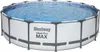A round above-ground swimming pool filled with water. Produktbild-Vorschau