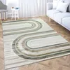 Tapis à poils courts moderne crème beige vert marron motif Voir les images du produit 1