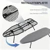 A product image showing a small, foldable ironing board and its cover, with descriptive text highlighting its features. Produktbild-Vorschau