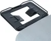 A close-up view of a black ironing board attachment resting on a gray ironing board. Produktbild-Vorschau