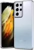 A transparent phone case is shown on a white background, with a Samsung phone inside the case. Produktbild-Vorschau