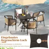 Stół ogrodowy COSTWAY z otworem na parasol, 80x80x75cm, Podgląd zdjęcia produktu 4