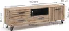 A product shot of a wooden TV stand with dimensions indicated by measurement lines and text. Podgląd zdjęcia produktu