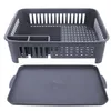A gray dish rack and drip tray are displayed against a white background. Produktbild-Vorschau