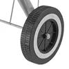A close-up of a black wheel with a silver rim, attached to a metal frame. Produktbild-Vorschau