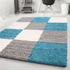 Carpetsale24 Tappeto Shaggy a Pelo Alto Design a Quadri Anteprima dell’immagine prodotto 1