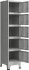 A tall, gray metal locker with five open compartments, standing on short legs. Voir les images du produit