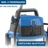 Close-up of a blue and black wet and dry vacuum cleaner, highlighting its features. Produktbild-Vorschau