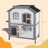 PawHut Katzenhaus Outdoor Katzenhütte 2-Etagen Katzenvilla Produktbild-Vorschau 3