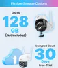 Marketing image showing storage options for a security camera. Produktbild-Vorschau