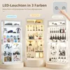 Puluomis Vitrine Glasvitrine mit 3 Farbe Beleuchtung und Produktbild-Vorschau 5