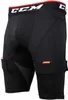 A close-up rear view of black compression shorts with a red and white waistband. Náhled obrázku produktu