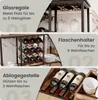 A collage of images showcasing different features of a bar cart, including glass racks, bottle holders, and storage shelves. Podgląd zdjęcia produktu