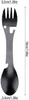 A multi-tool utensil, likely for camping or outdoor use, is shown against a white background with measurement indicators. Produktbild-Vorschau