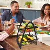 XMTECH Fruitmand met 2 etages, van metaal, met houten Productafbeelding-voorbeeld 7